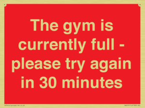 The gym is currently full - please try again in 30 minutes